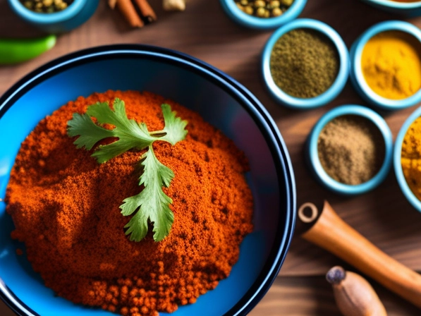A close-up image featuring various homemade curry spices in small transparent glass jars. The jars should be arranged neatly on a wooden kitchen counter, with each spice jar labeled and lined up according to size. Include spices like turmeric, cumin, coriander, cardamom, mustard, fenugreek, and cinnamon. The lighting should be bright and clean, emphasizing the rich colors of the spices.